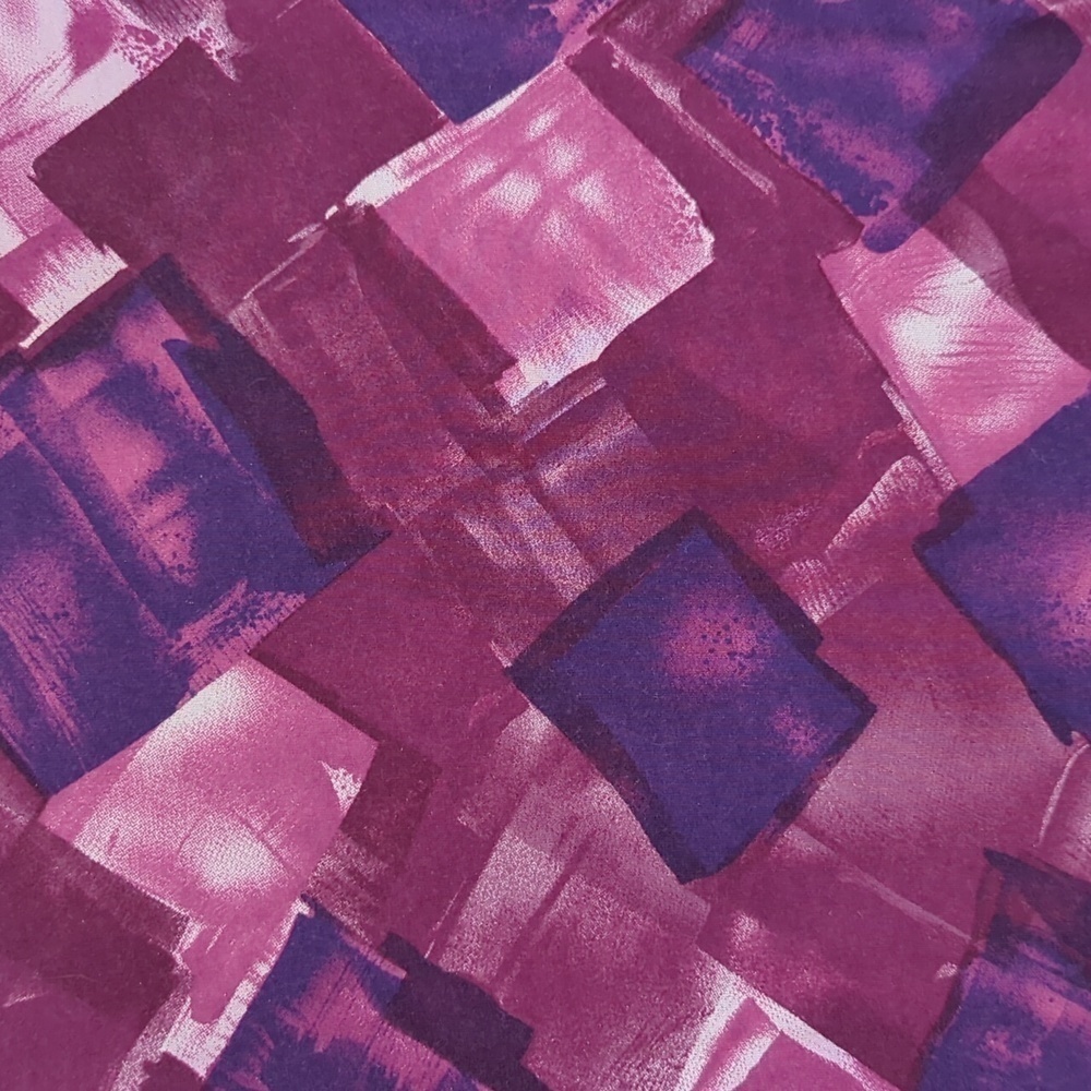 Pink Twill Womens Shirt Tunic Top Purple Blouse Geometric Squares Violet Small - Picture 3 of 8